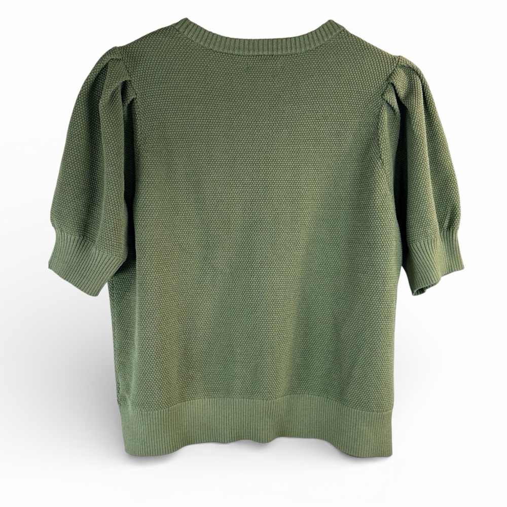 Nine West Puff Sleeve Textured Knit Sweater XL Olive Green - Picture 3 of 5
